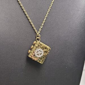 Hand Crafted Steampunk Bronze Locket Necklace with Intricate Design